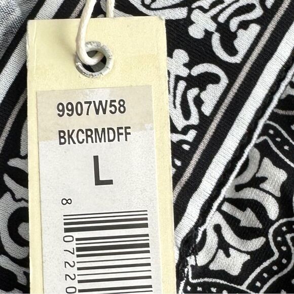 Max Studio Geometric Black White Tie Waist Dress Size Large NWT - Picture 4 of 6